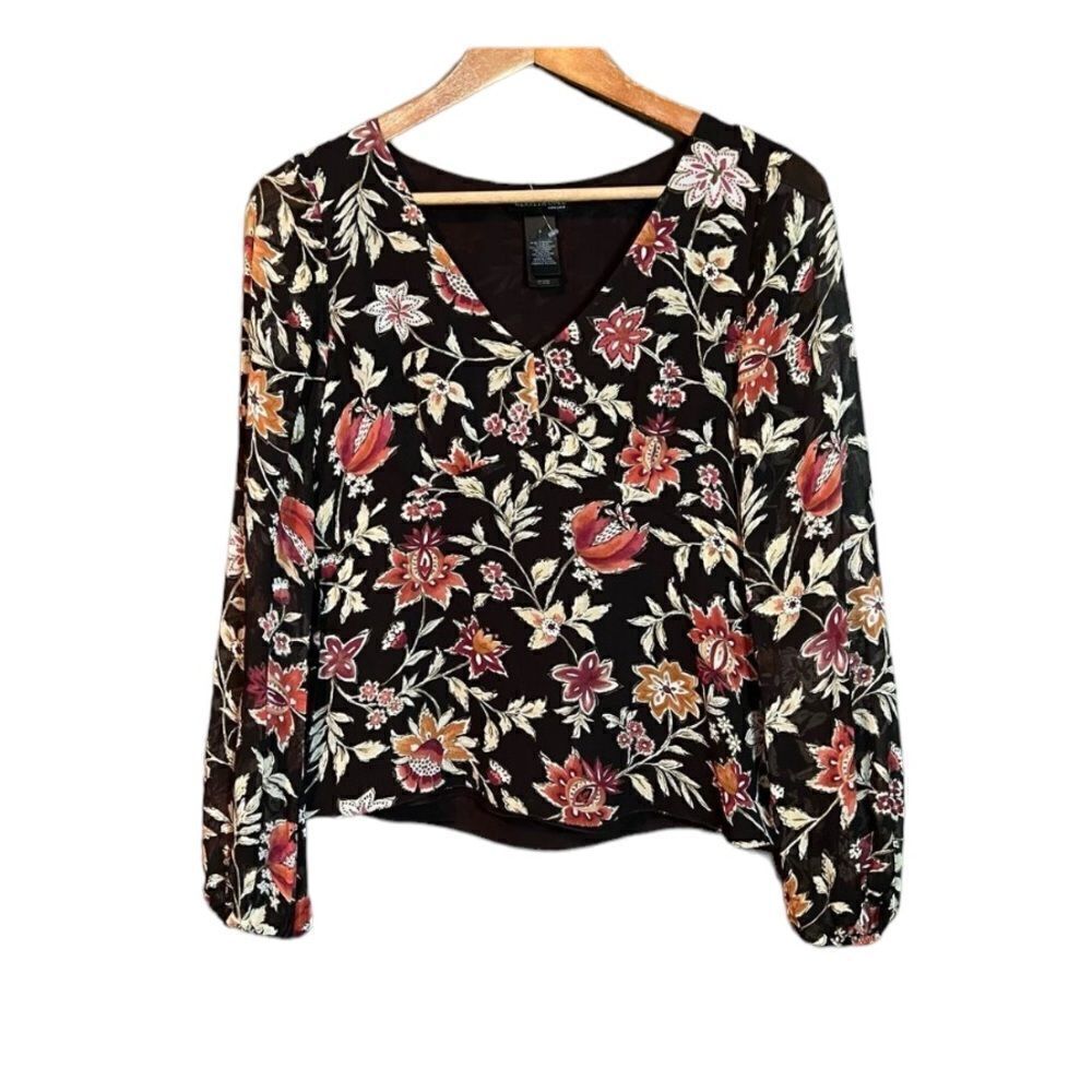 Kenneth Cole floral silk long sleeve shirt.